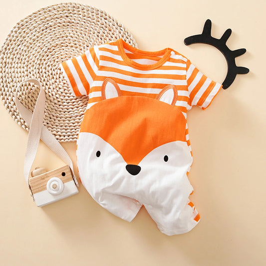 Cute Cartoon Fox Print Baby Bodysuit