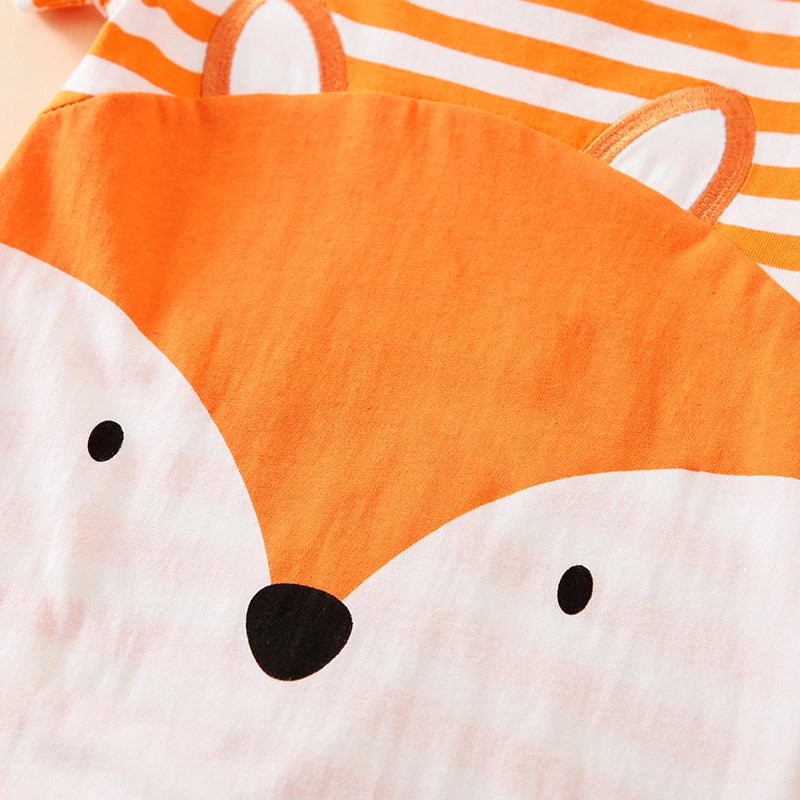 Cute Cartoon Fox Print Baby Bodysuit