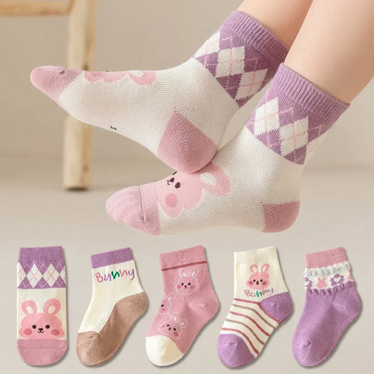 Cute Baby Girls Cartoon Socks 5-Pair Set