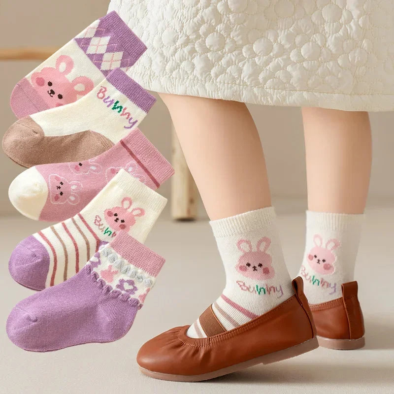 Cute Baby Girls Cartoon Socks 5-Pair Set