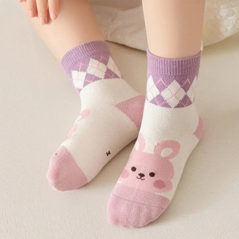 Cute Baby Girls Cartoon Socks 5-Pair Set