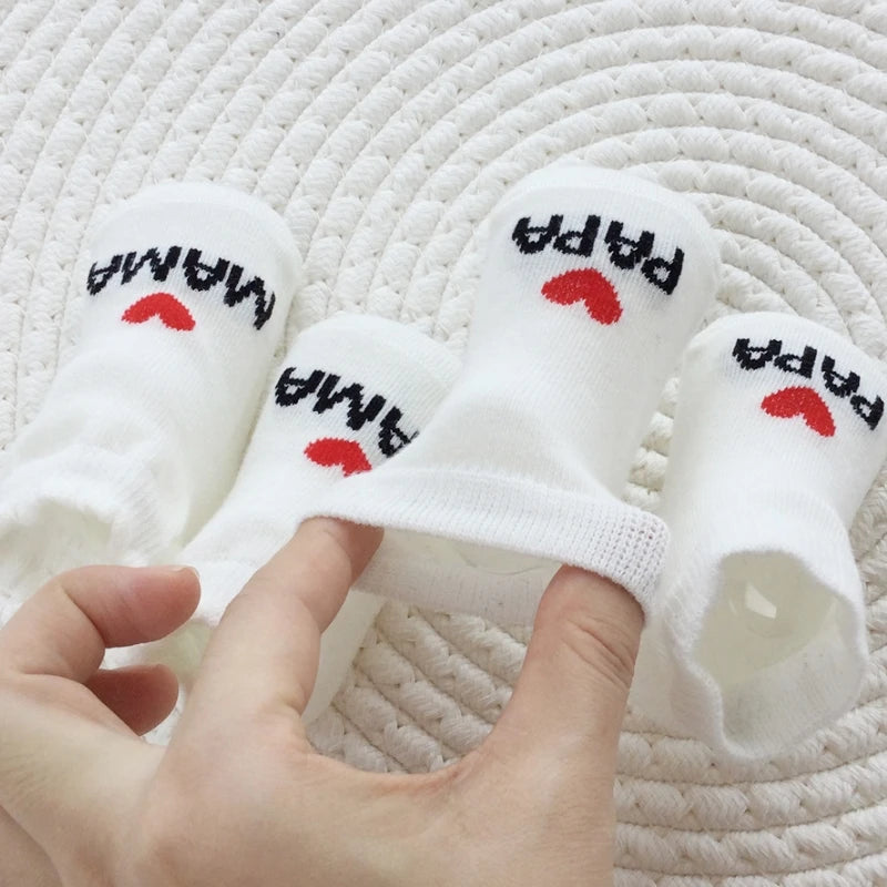 Cute Love Mama Papa Baby New Born Socks - 2 Pairs Pack