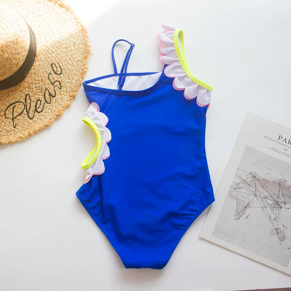 Girls One Piece Sunflower Swimsuit - Summer Beachwear