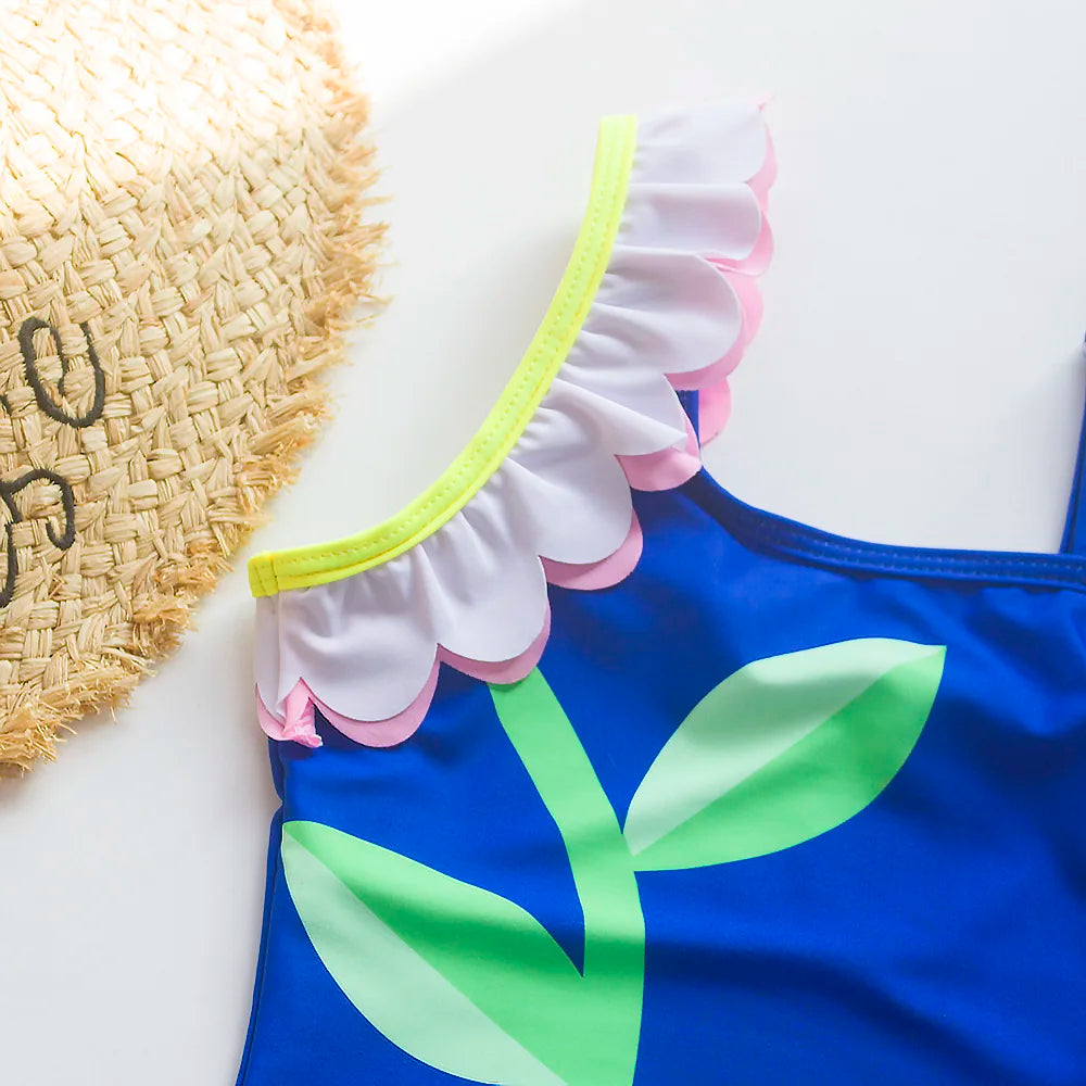 Girls One Piece Sunflower Swimsuit - Summer Beachwear