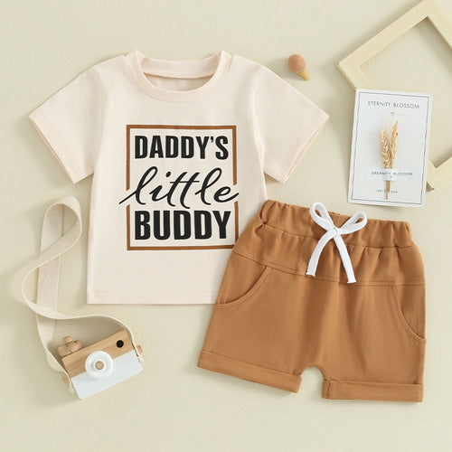 Boys and Kids Daddy's Little Buddy Summer Outfit Set Shorts and T shirt