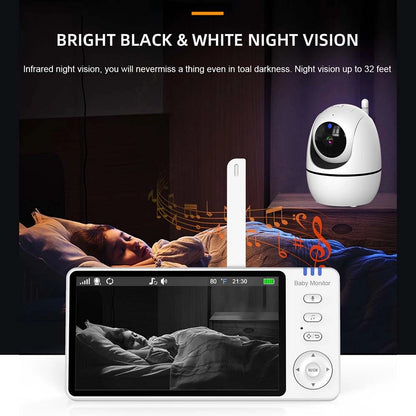 5 Inch Baby Video Monitor with Two-way Audio & Temperature Display & Baby Cry detect accessories