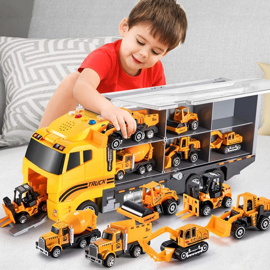 Construction Truck Playset with Mini Vehicles Toys Gift