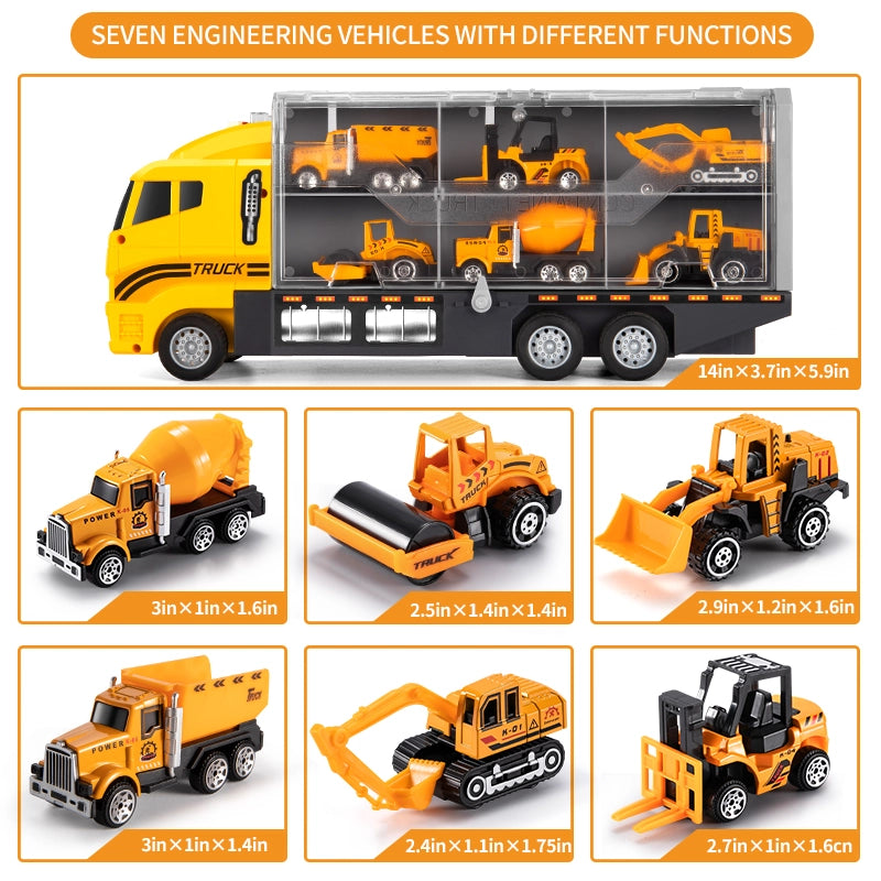 Construction Truck Playset with Mini Vehicles Toys Gift