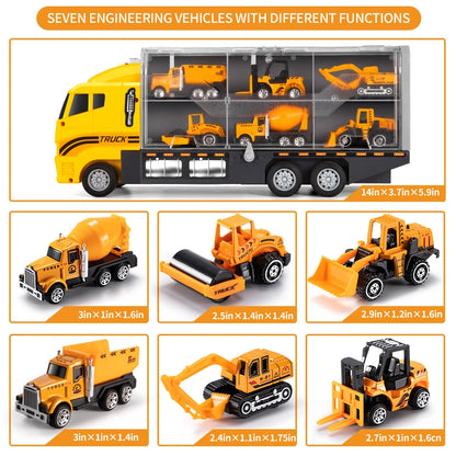 Construction Truck Playset with Mini Vehicles Toys Gift