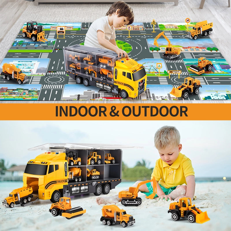 Construction Truck Playset with Mini Vehicles Toys Gift