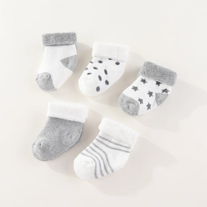 5-Pack 100% Cotton Baby Socks Set