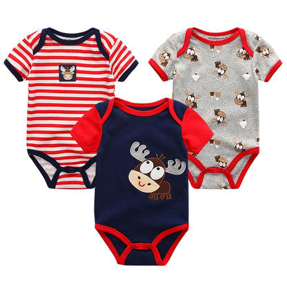 Soft Infant Body Suit 3-Piece Set Baby Boy And Girl Romper