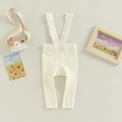Baby Girl High Waist Ribbed Overalls Pants