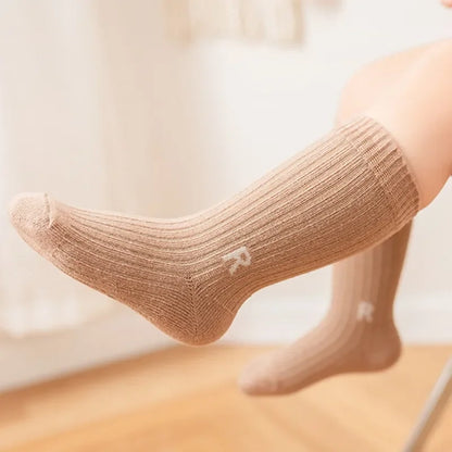 Korean Baby Socks - Solid Color With Letter R Short Socks