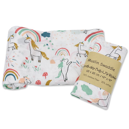 Bamboo Cotton Muslin Baby Swaddle Blanket