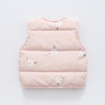 Cartoon Print Baby Down Vests Jacket