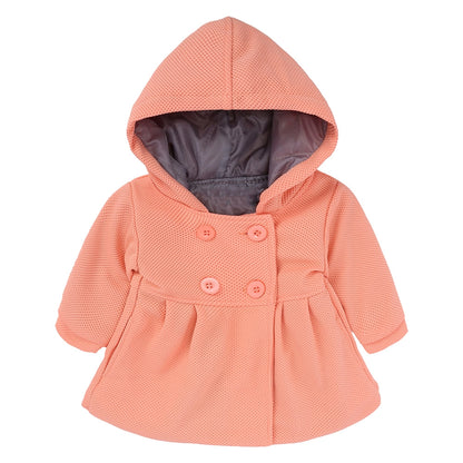 Red Pink Orange Newborn Baby Girls Trench Coat Hooded Jacket