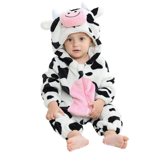 Cow Halloween Costume Baby Rompers Hooded Flannel
