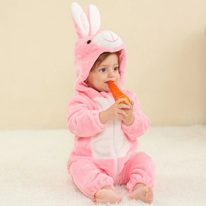 Rabbit Halloween Baby Hooded Flannel Romper Costume
