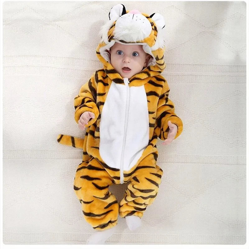 Big Tiger Halloween Baby Rompers Hooded Jumpsuit Costume