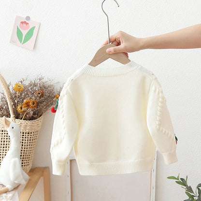 Cute Cherry Girls Knitted Sweater Cardigan Jacket
