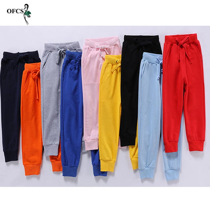 Solid Cotton Kids Boys Sport Pants Joggers