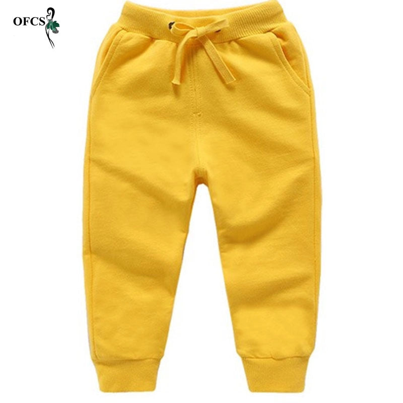 Solid Cotton Kids Boys Sport Pants Joggers