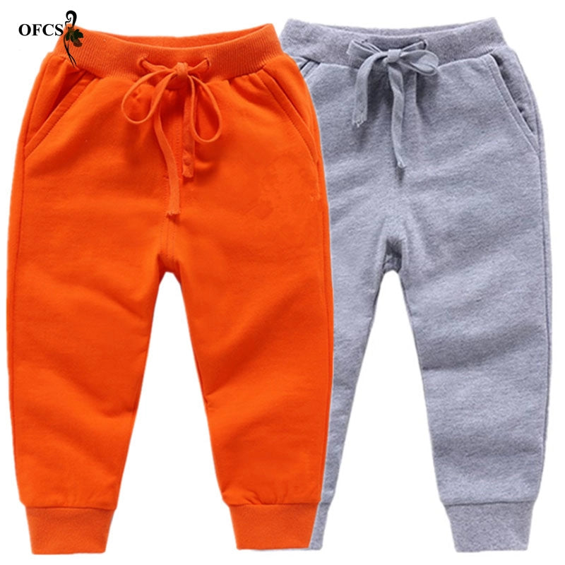 Solid Cotton Kids Boys Sport Pants Joggers