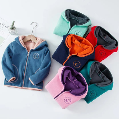Windproof Hooded Fleece Kids Sleeveless Jacket Boys Girls