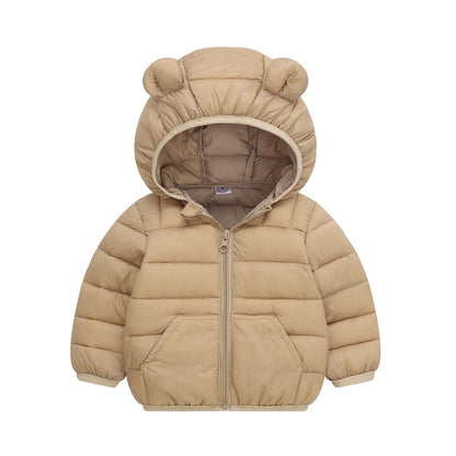 Cute Solid Hooded Cotton Jackets 2-6 Years Boys Girls