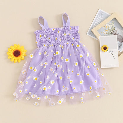 Girls Daisy Floral Tulle Princess Dress