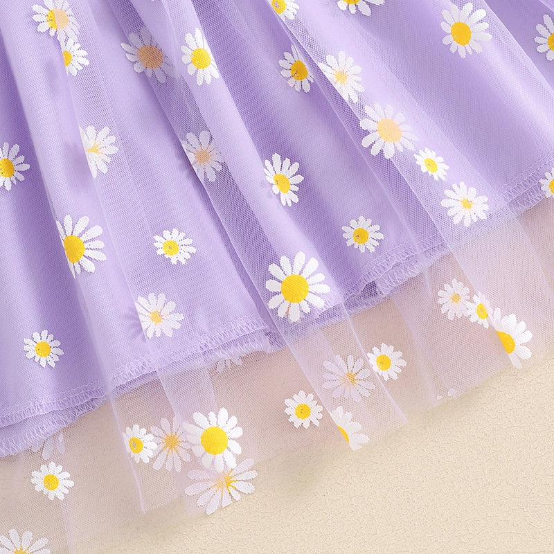 Girls Daisy Floral Tulle Princess Dress