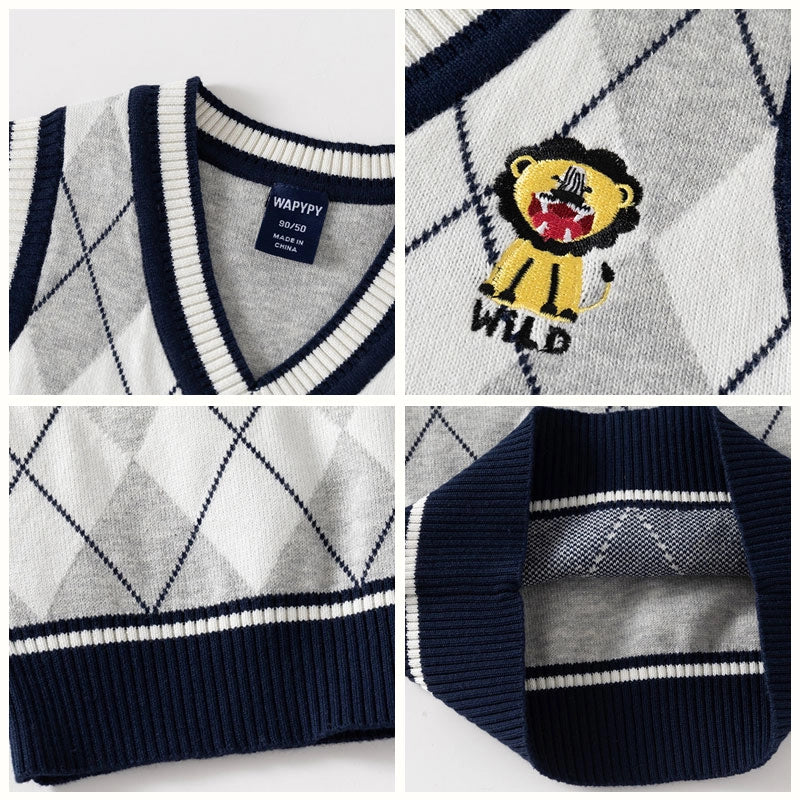 Kids Knit Sleeveless Sweater Vest Boys
