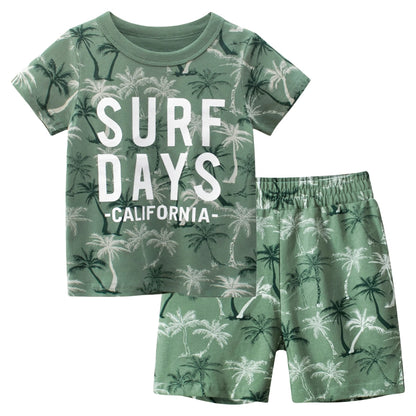 Boys' Beach Set - Coconut Tree Print T-Shirt + Shorts