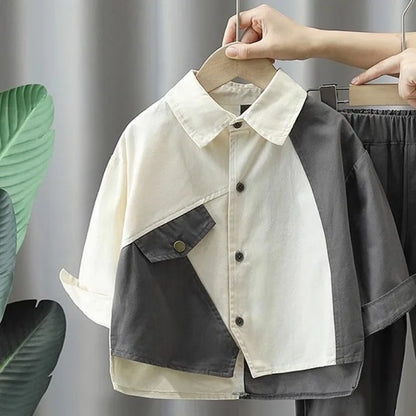 Boys Autumn Suit Cotton Shirt Pants Set