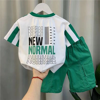 Boys Summer Striped T-Shirt+Shorts Set