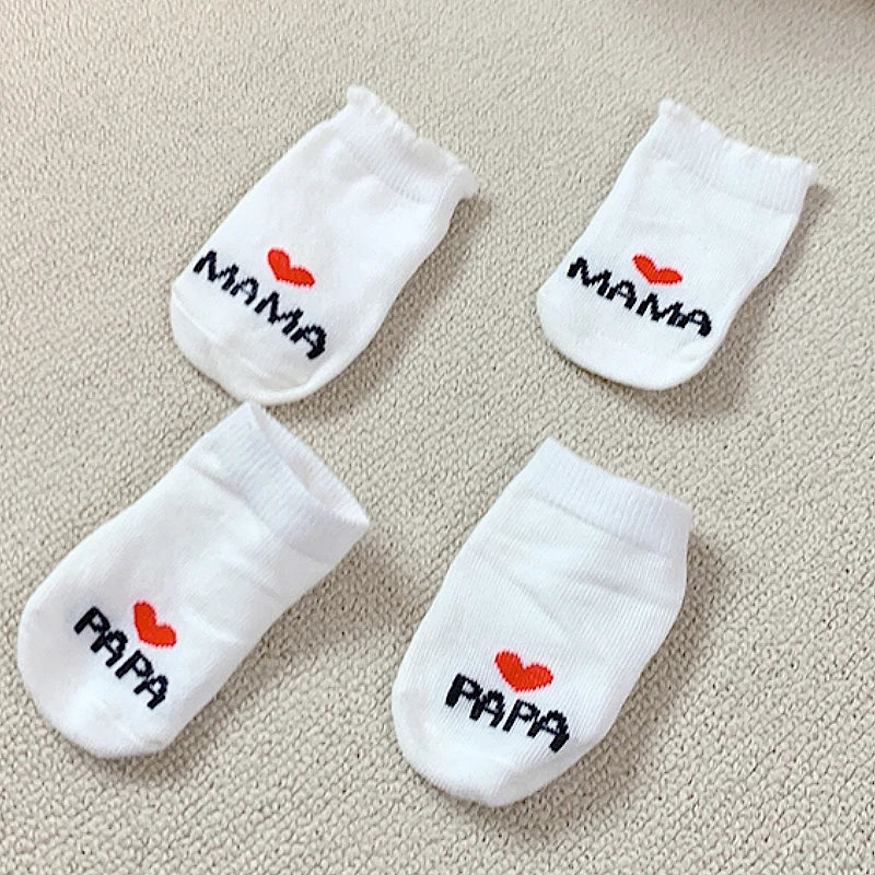 Cute Love Mama Papa Baby New Born Socks - 2 Pairs Pack
