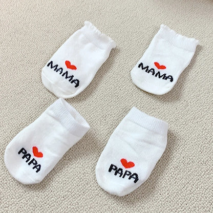 Cute Love Mama Papa Baby New Born Socks - 2 Pairs Pack