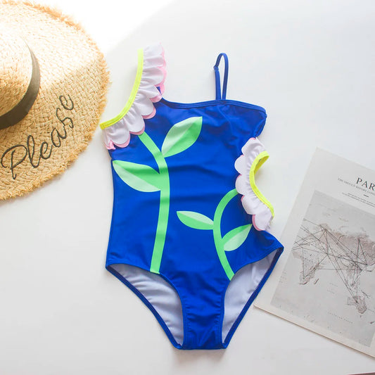 Girls One Piece Sunflower Swimsuit - Summer Beachwear